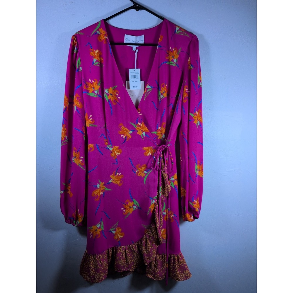 CHARLES‎ HENRY NWT Floral Long Sleeve Wrap Minidress Small